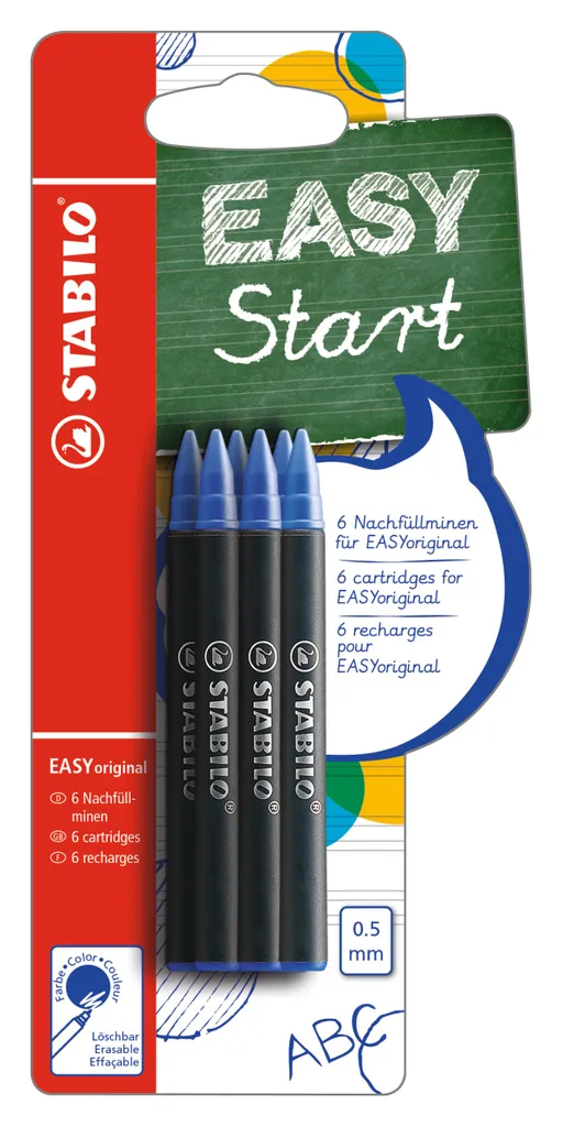 Patronen Zum Nachfüllen - STABILO EASYoriginal Refill - Medium - 6er Pack - Schreibfarbe Blau (löschbar)