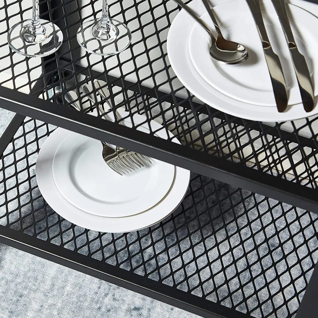 Meerveil Retro Servierwagen, 3 Ebenen Küchenwagen, Rollwagen Auf 4 Rollen, Küchenregal Aus Holz Und Metall, Für Küche Und Wohnzimmer, Vintagebraun-schwarz – Bild 6