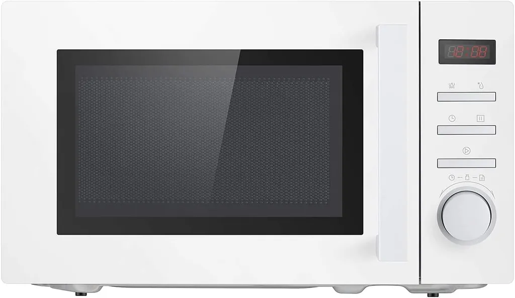 OKA Mikrowelle 20L, Solo-Mikrowelle Mit 8 Menüs/Timer/LED-Digitalanzeige/700W Grill/5 Leistungsstufen/Praktischer Auftaufunktion/Beleuchtung Im Innenraum