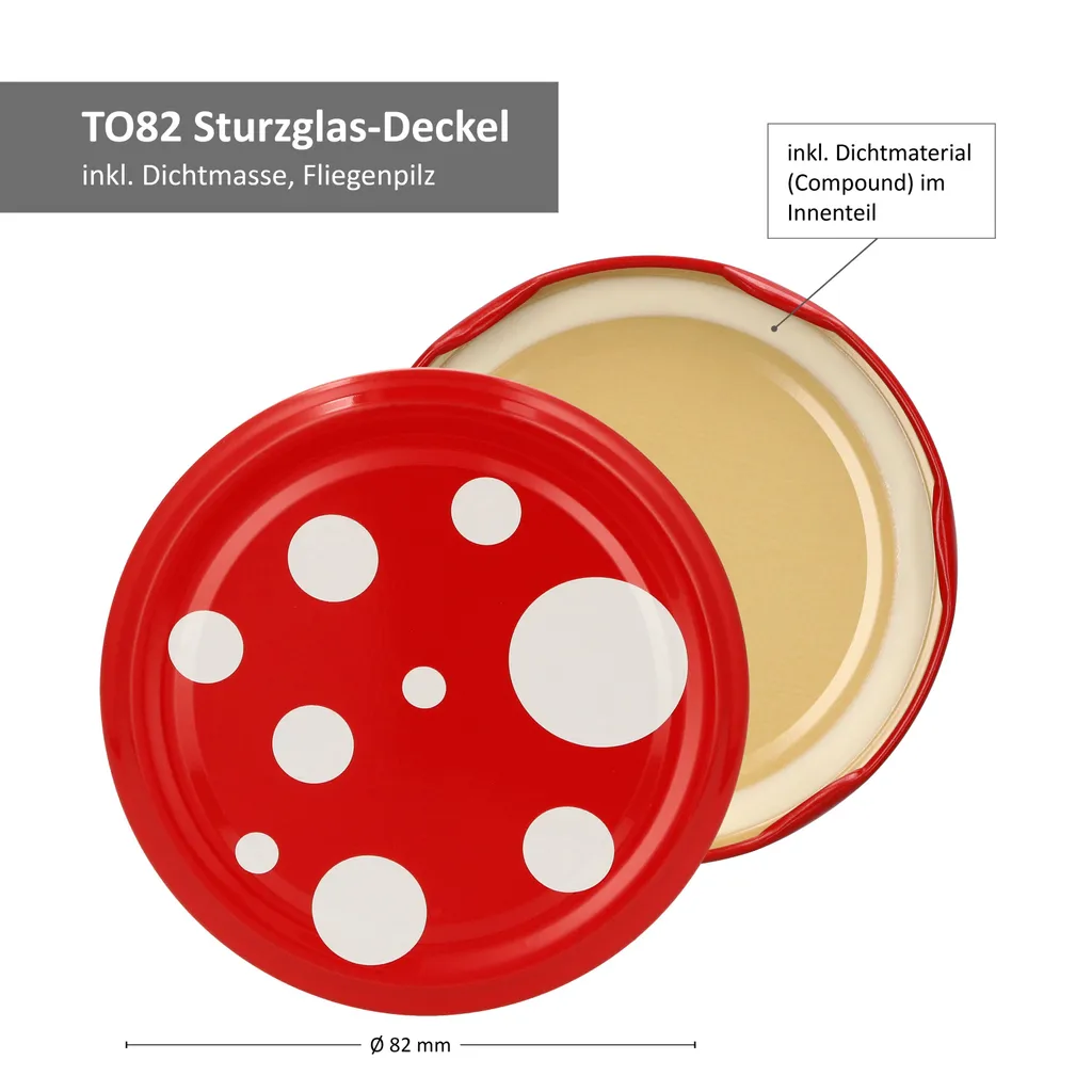 MamboCat 12x Einmachgläser 720ml Deckel Mit Fliegenpilz-Dekor Twist-Off TO 82 + Rezeptheft – Bild 4