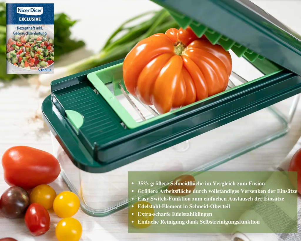 Genius Nicer Dicer Exclusive Gemüseschneider 6tlg Zubehör-Set Mit Reibe + Hobel; A34290 – Bild 2