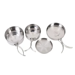 Jinaishop 4 Teile / Satz Edelstahl Faltbarer Und Stapelbarer Campingtopf Kompakte Campingpfannen