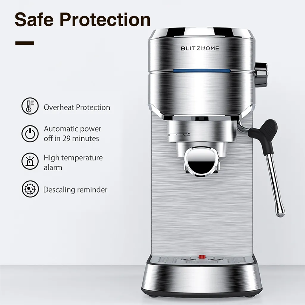 BlitzHome Espresso Maschine Kaffeemaschine Cappuccinomaschine Milchaufschäumer Espressomaschinen – Bild 6