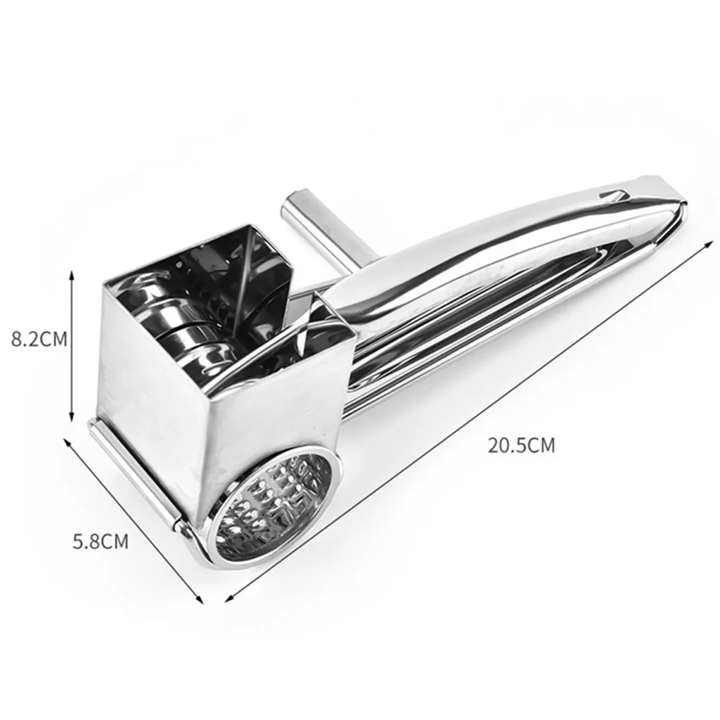 Jesunfuzhu Käsereibe Edelstahl, Käsereibe Mit Kurbel Gemüse Kaese Cutter Käseraspel Käsereiben Mit 4 Ersatzköpfe – Bild 5