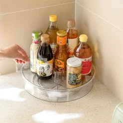 Jinaishop Drehbares Gewürzlagerregal Gewürzecke Öl, Salz, Sojasauce Und Essig Rund