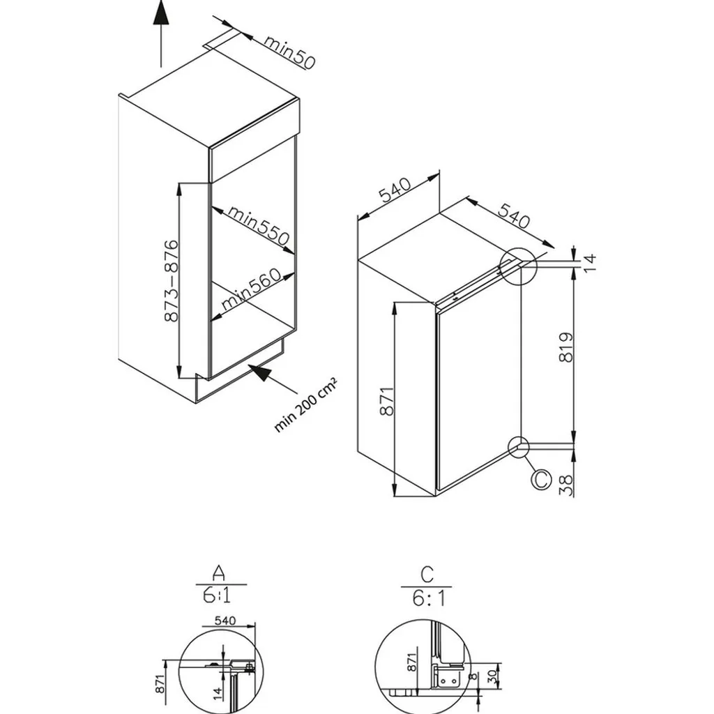 Amica EGS 16173, Gefrierschrank, 880 Mm Nische, Schlepptür-Technik, – Bild 7