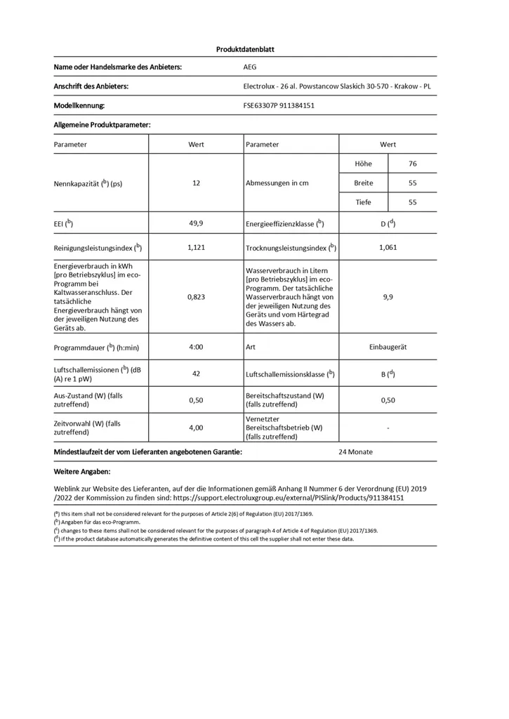 AEG - FSE63307P - Vollintegrierbarer Geschirrspüler - 55 Cm - Hocheinbaufähig – Bild 9
