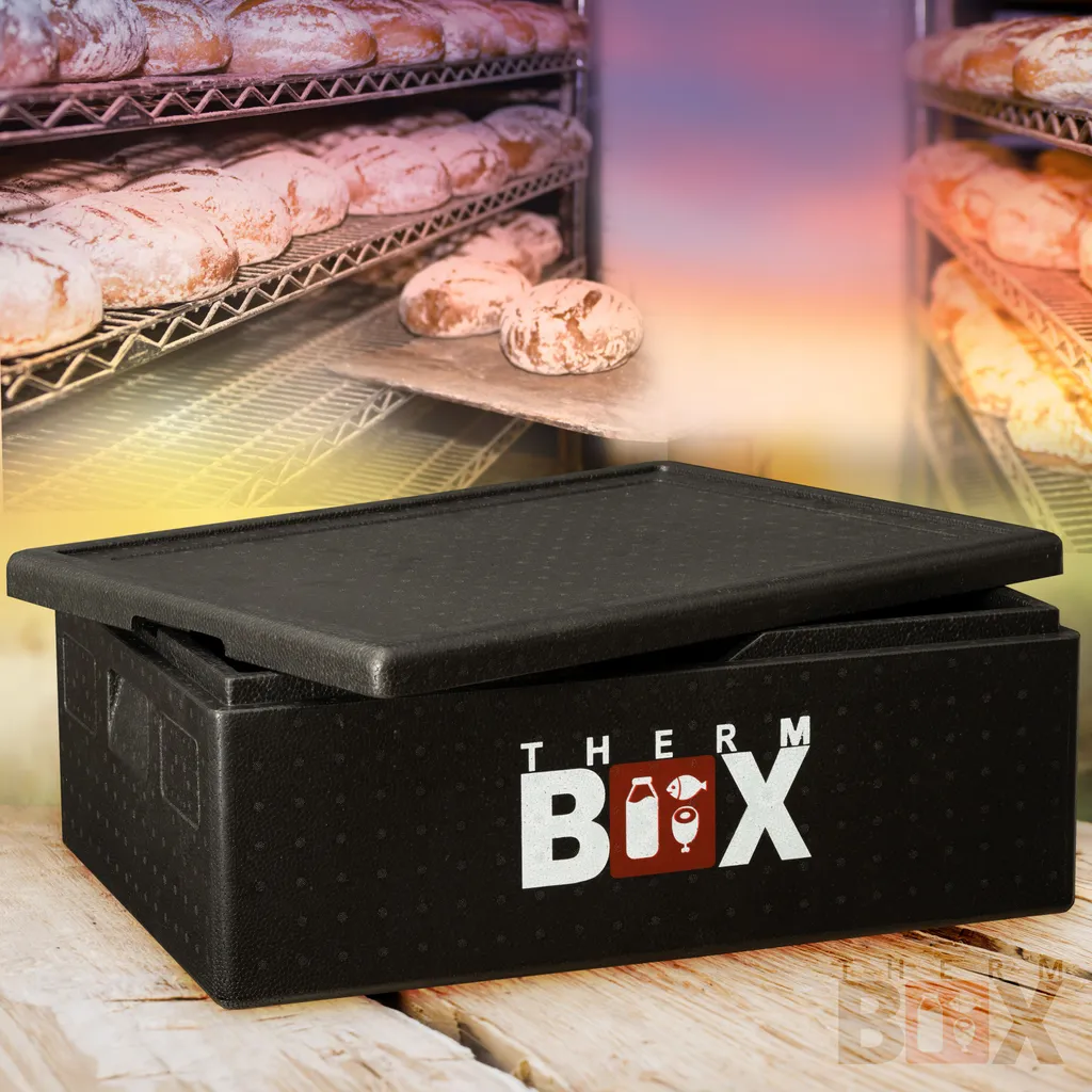 THERM BOX Profibox B53 - Wand: 3cm - Volumen: 53L - Innenmaß: 62,5x42,5x22cm - Wiederverwendbar Isolierbox Thermobox Kühlbox Warmhaltebox - Für E2 Kiste
