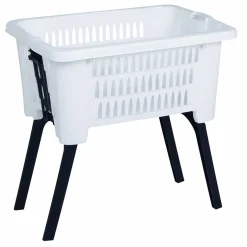 Spetebo Wäschekorb Mit Klappbaren Füßen 60 X 40 Cm - Weiß - Kunststoff Stand Wäschebox Korb