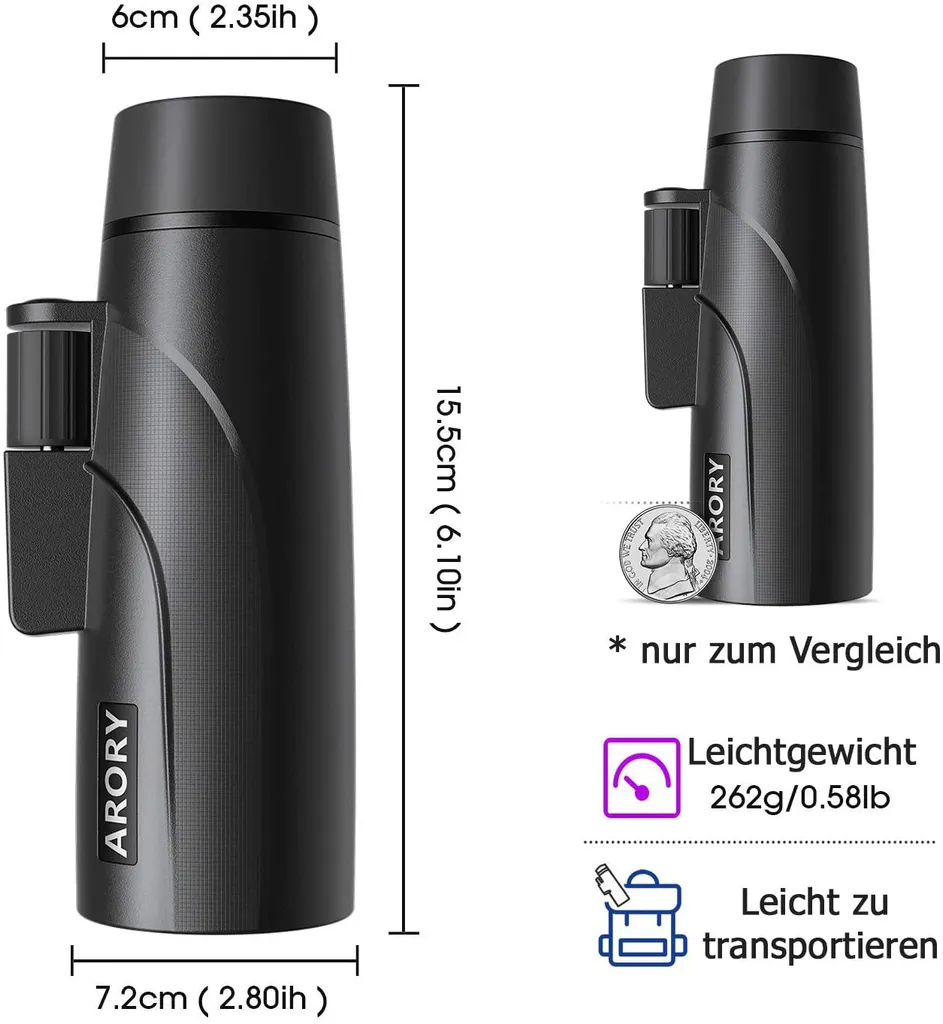 Antik 2000 Fernglas Wasserdicht 12x Vergrößerung Für Handy Monokular 12x50 Mit Telefonhalterung Zur Vogelbeobachtung Mit Stativ – Bild 4