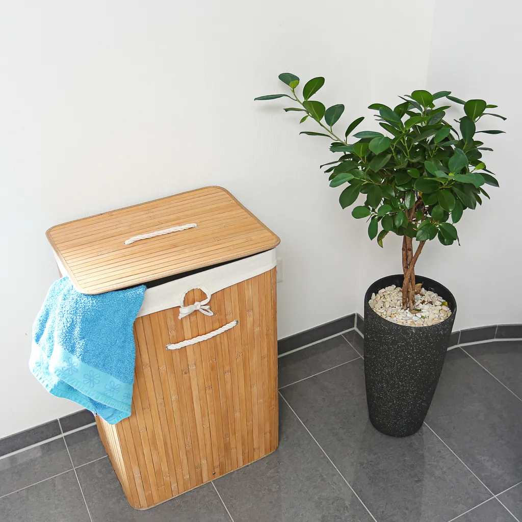 Relaxdays Wäschekorb Bambus Eckig – Bild 2