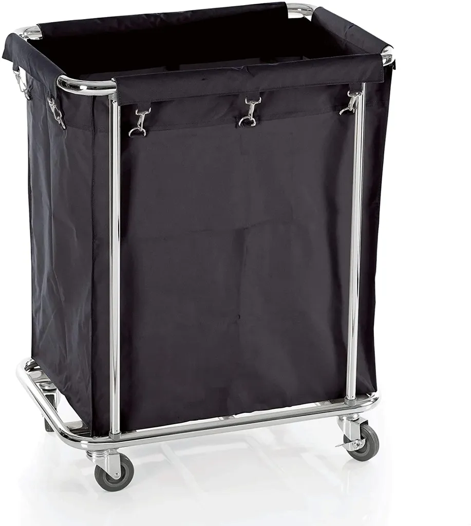 Faimex Wäschesammler Wäschewagen Wäsche Sortierer Wäschekorb Auf Rollen Wäsche Korb Wagen Mit Wäschesack Rollwagen Aus Edelstahl Für Schmutzwäsche Sortierer Stabil Viereckig Trolley Dark XL