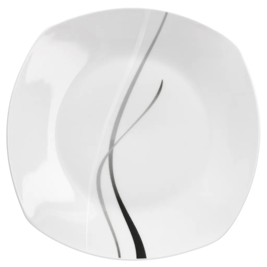 Van-Well Van Well Frühstücksservice Silver Night, 12tlg 6 Personen, 6 Kaffeebecher + 6 Teller, Linien-Dekor – Bild 3