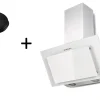 Dunstabzugshaube Schräghaube Kopffrei Weiß 60 Cm LED + Filter Umluftset Respekta
