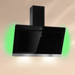 Klarstein Aurora Eco 90 Dunstabzugshaube 90 Cm , Abluftleistung: 550 M³/h , Kopffrei , Ambientelicht , EEC A+