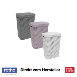 ROTHO Wäschesammler 55 L COUNTRY, Farbe:Weiß