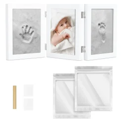 Navaris Baby Bilderrahmen Mit Gipsabdruck - 220 X 170 X 22 Mm Rahmen Für Handabdruck Fußabdruck - Abdruckset Für Hände Und Füße - Fotorahmen