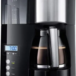 Melitta Optima Timer 100801 Bk, Filterkaffeemaschine Mit Glaskanne Und Timer-Funktion, Abnehmbarer Wassertank, Schwarz