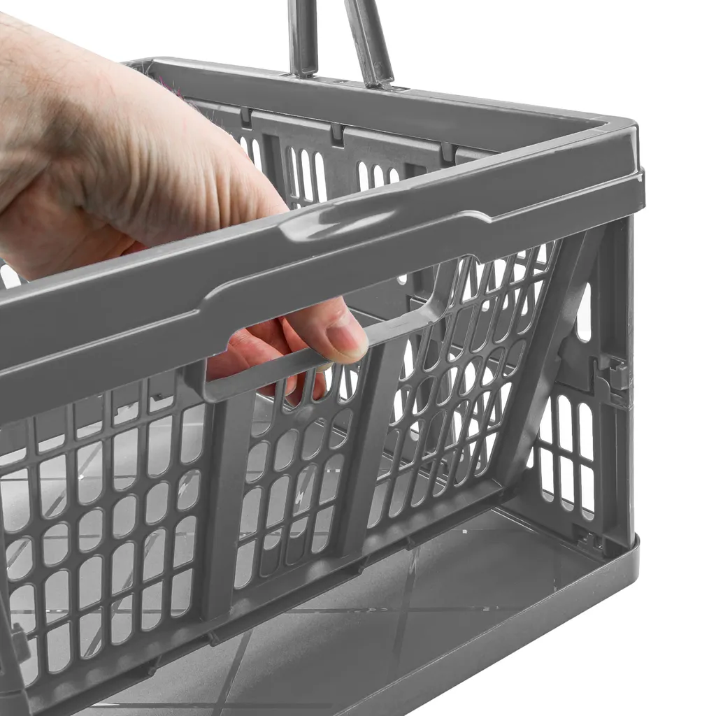 2X Einkaufskorb Mit Griffen Klappbox EMMA 18,5L Grau Keeeper 38x28x21 – Bild 5