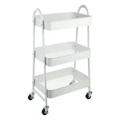 ONVAYA® Servierwagen Silvio | Beistellwagen | Weiß | 30,5 X 45 X 77 Cm | 3 Fächer | Multifunktionswagen | Transportwagen | Allzweckwagen | Küchentrolley | Nischenregal