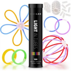Vivaloo Knicklichter - Festival Ausrüstung, Party Deko, Neon-Leuchtstäbe, 7 Farben, 100er Set