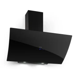 Klarstein Annabelle 90 Dunstabzugshaube - Kopffreihaube, Wandabzugshaube, Abluft/Umluft, 650 M³/h Abluftleistung, 230 Watt, LED-Kochflächenbeleuchtung, Edelstahl, Touch-Armatur, Schwarz