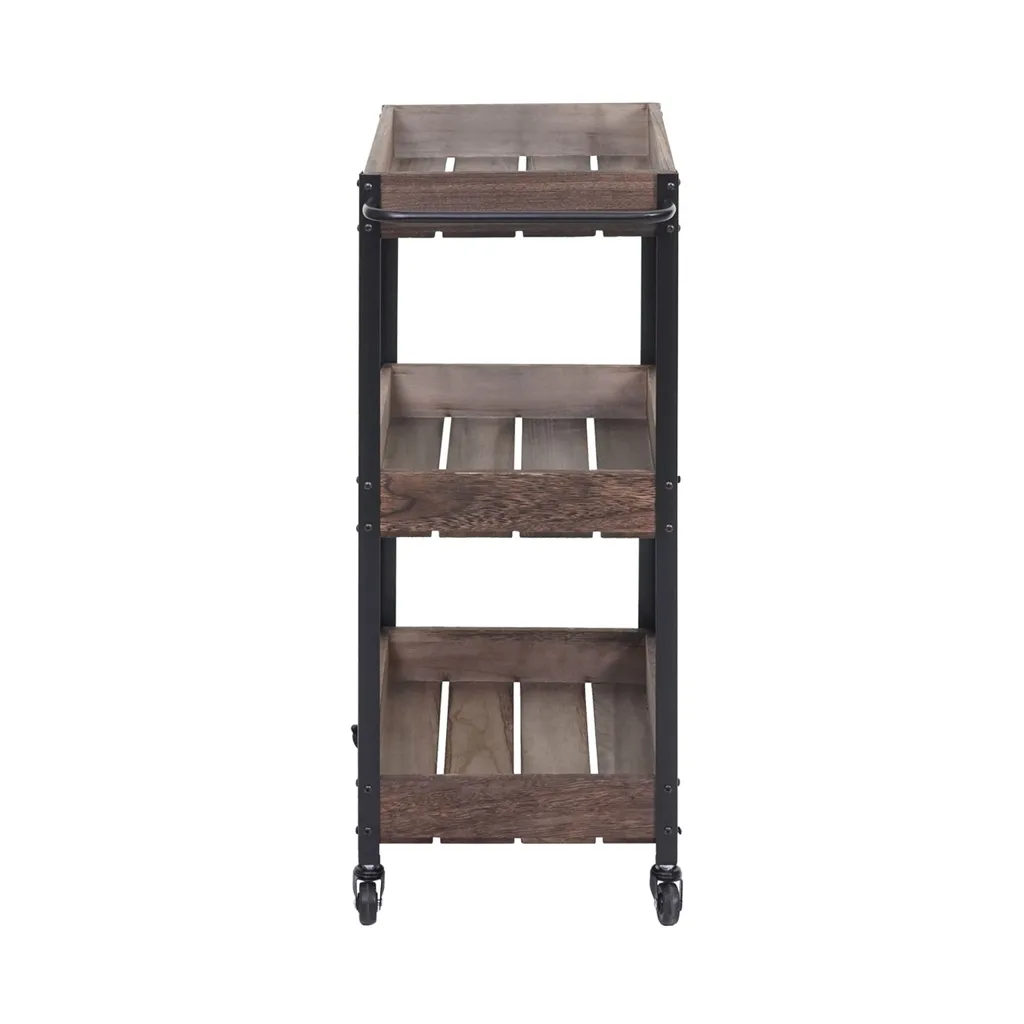 Mendler Servierwagen HWC-H22, Küchenwagen Barwagen Teewagen Beistellwagen Rollwagen, Massiv-Holz Shabby Braun – Bild 4
