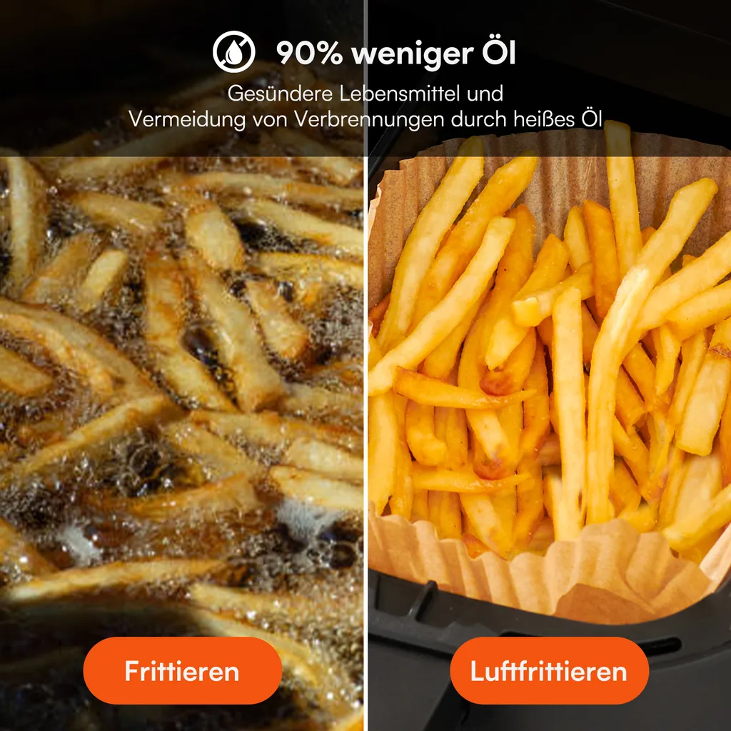 ULTENIC K20 Heißluftfritteuse, 3.8*2L XXL, 2850W, Doppelkammer - Touchscreen - Online - Rezepte – Bild 6