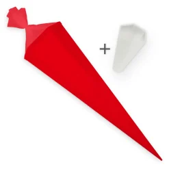 Itenga Set Rot Bastelschultüte Rohling 85 Cm Eckig + Schultüten Spitzenschutz