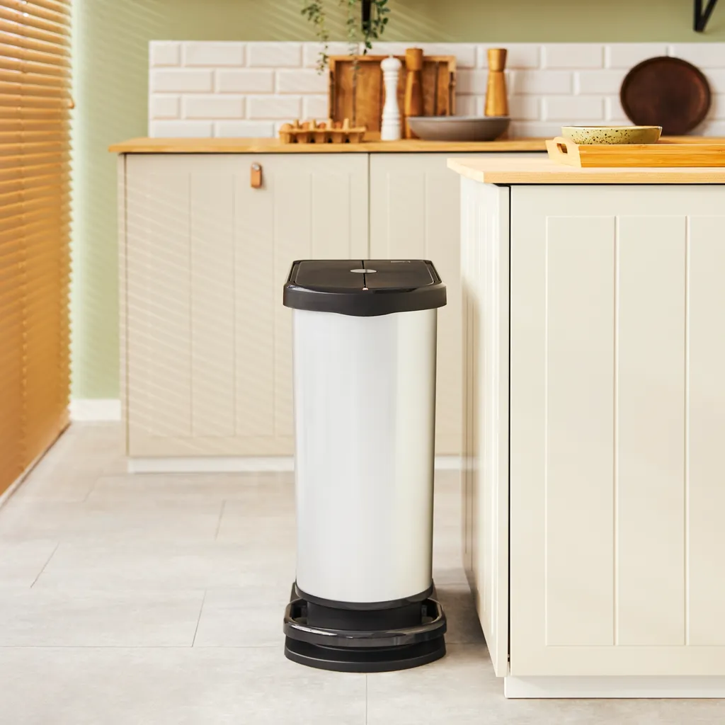 ROTHO Treteimer Duo 50 L PASO, Farbe:Silber Metallic – Bild 2