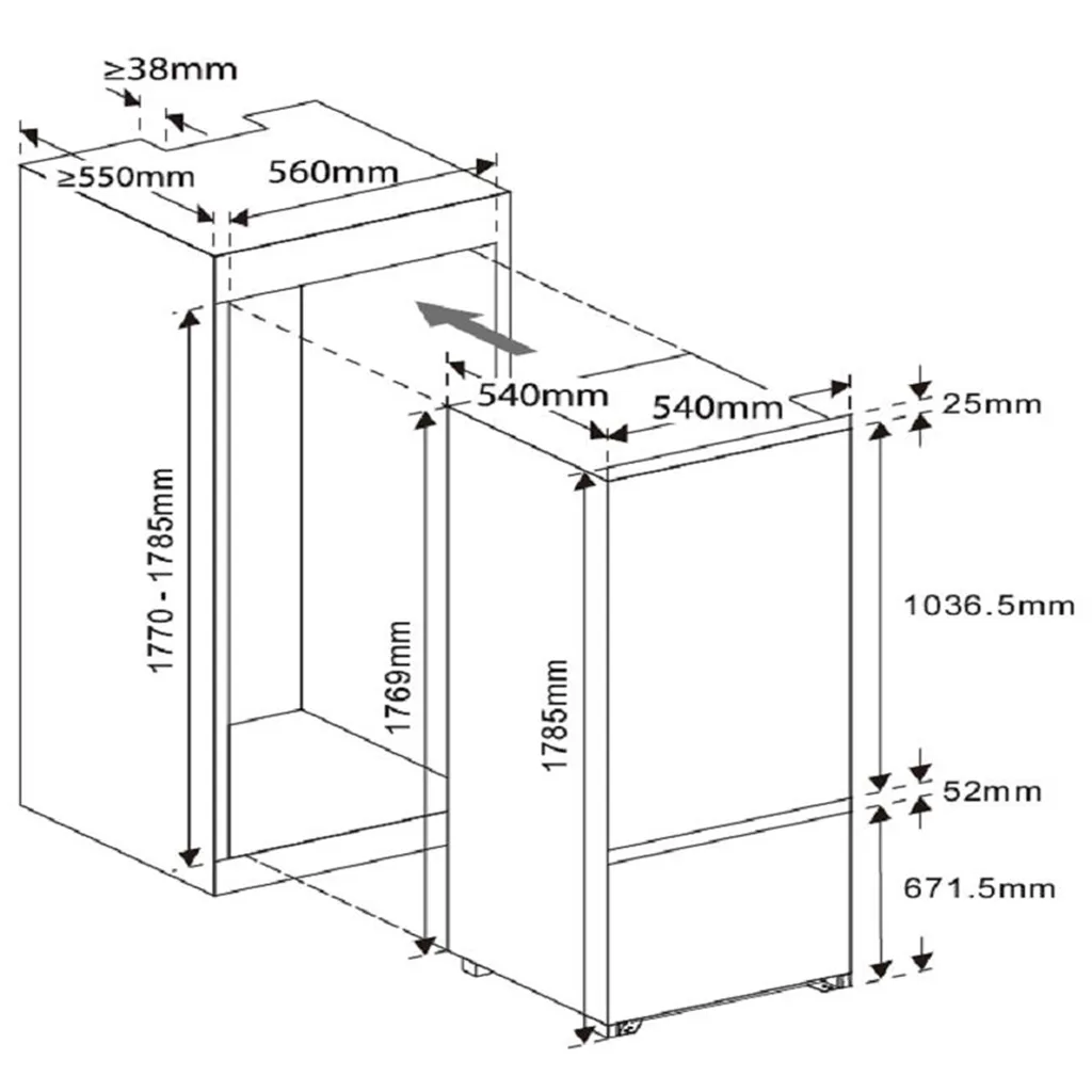 PKM Einbau-Kühlgefrierkombination Kühlschrank KG250.4 EB Schlepptür 249 Liter – Bild 8