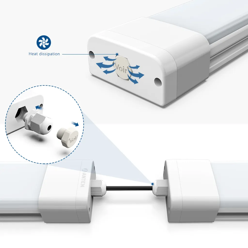 Anten LED Feuchtraumleuchte, 120CM 36W Wannenleuchte 4000k Neutralweiß, 3300Lumen Deckenleucht Wasserfest IP65 – Bild 9