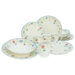 Creatable Porzellanhaus CreaTable 22910 Kombiservice Frida Für 4 Personen, Steingut, Mehrfarbig (1 Set, 16-teilig)