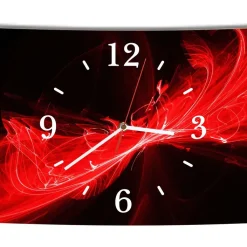 Homeyourself LAUTLOSE Designer Wanduhr Abstrakt Schwarz Rot Modern Dekoschild Abstrakt Bild 39 X 25cm