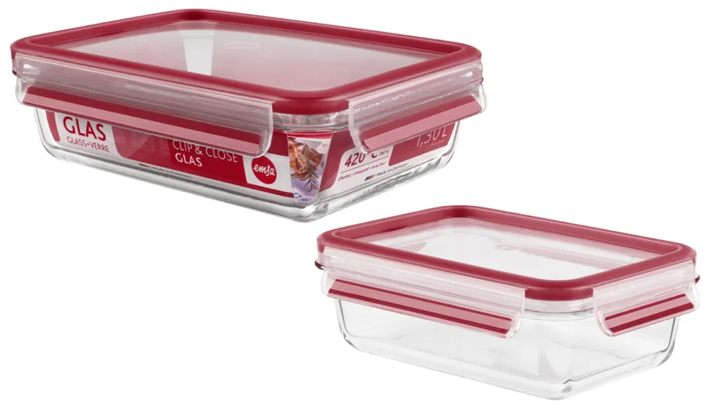 Emsa Clip & Close Glas Frischhaltedose Rechteckig 3,0 L, 513922 – Bild 3