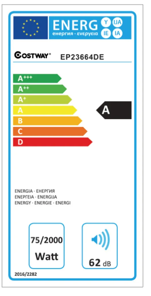 COSTWAY Heizlüfter 2000W Klimaanlage Mobil Klimagerät Kühlen 75W, 8H Timer, 7L Wassertank, 70°Winkel, Fernbedienung, Energieklasse A – Bild 8