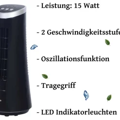 Ecosa Turm Tischventilator | Mini Ventilator | Turmventilator