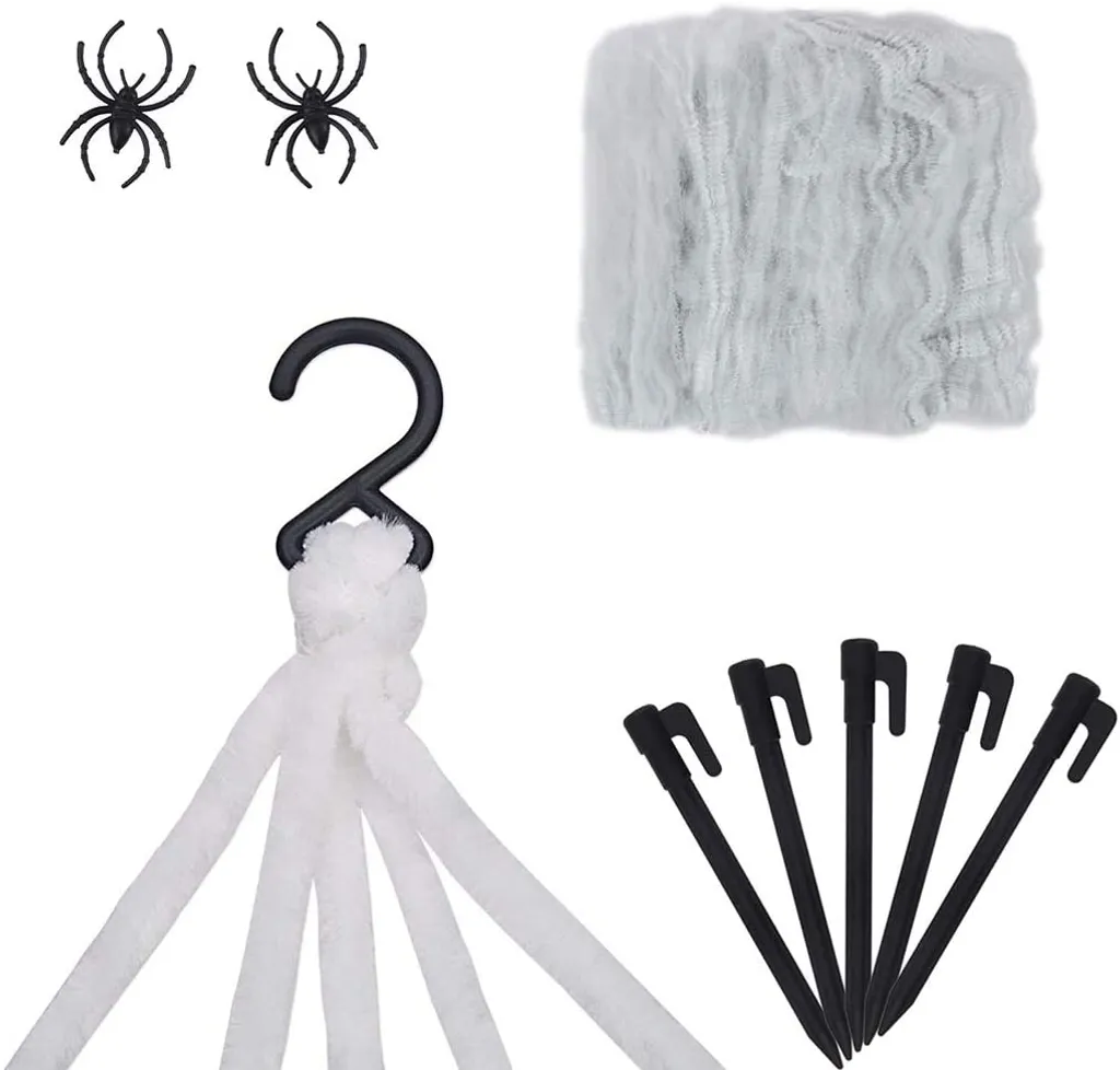Odsellingaaa Halloween Spinnennetz Deko Set Halloween Party Gartendeko (7 X 5.5 M) – Bild 3