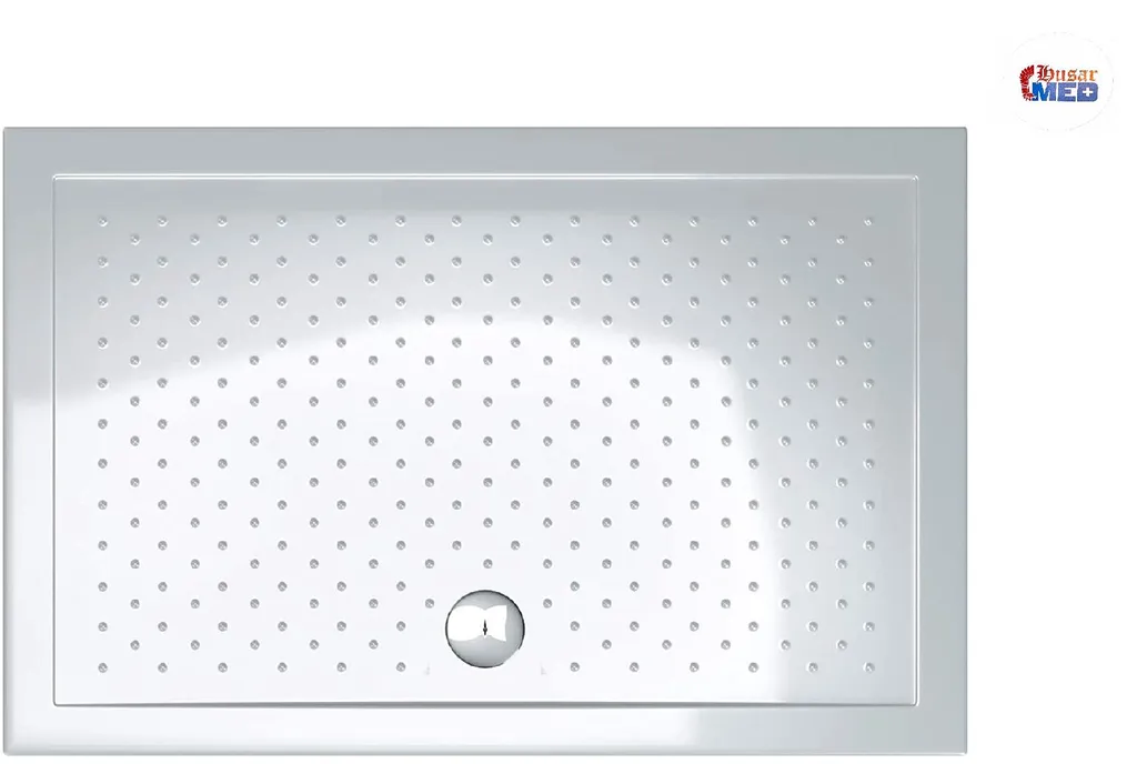 Doporro Duschtasse Duschwanne Lucia04 70x120x4 Flach Aus Acryl Weiß Mit Anti-Rutsch Profil Und DIN-Anschlüssen Für Bodenebene Montage Geeignet