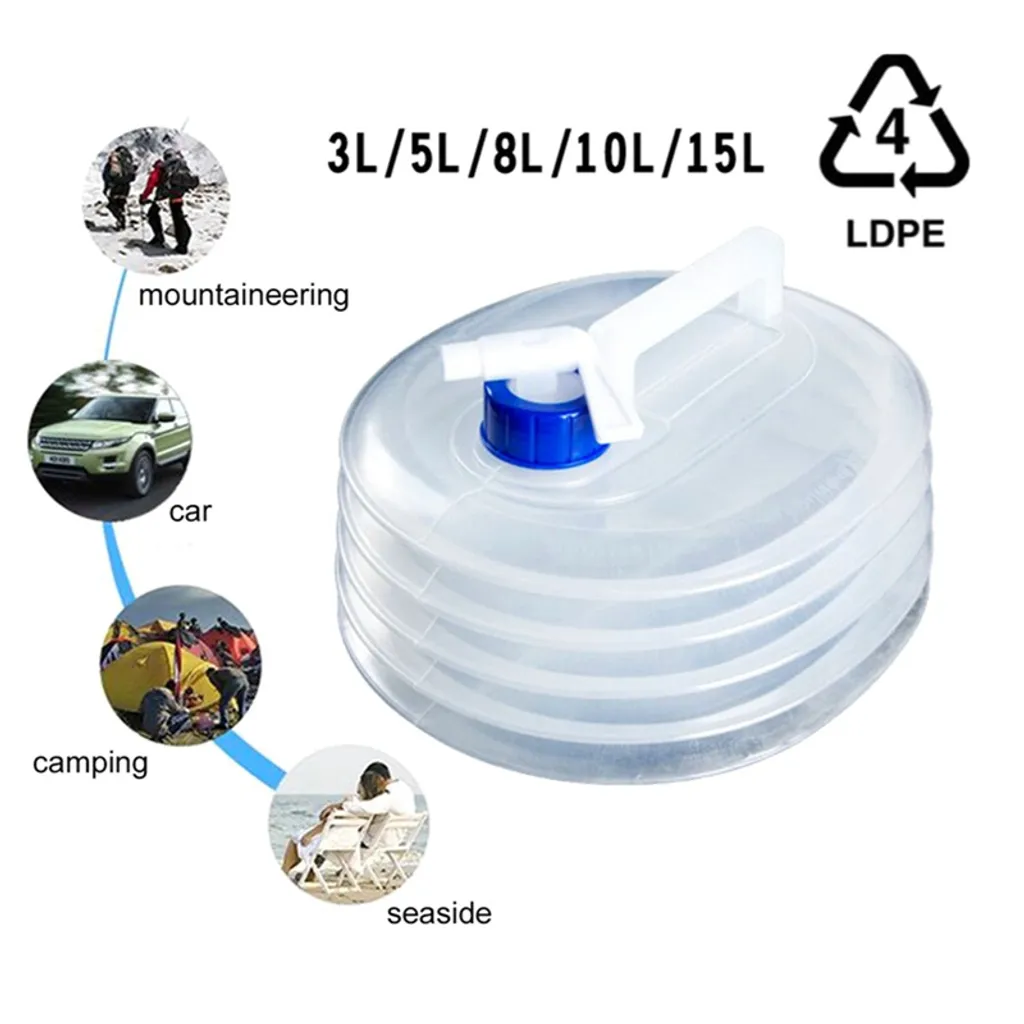 Qiangzhipow 3L Faltbarer Wasserkanister Mit Hahn Haltegriff Wassertank Wassereimer Wasserbehälter Für Camping Wandern Angeln Picknick Grillen – Bild 2