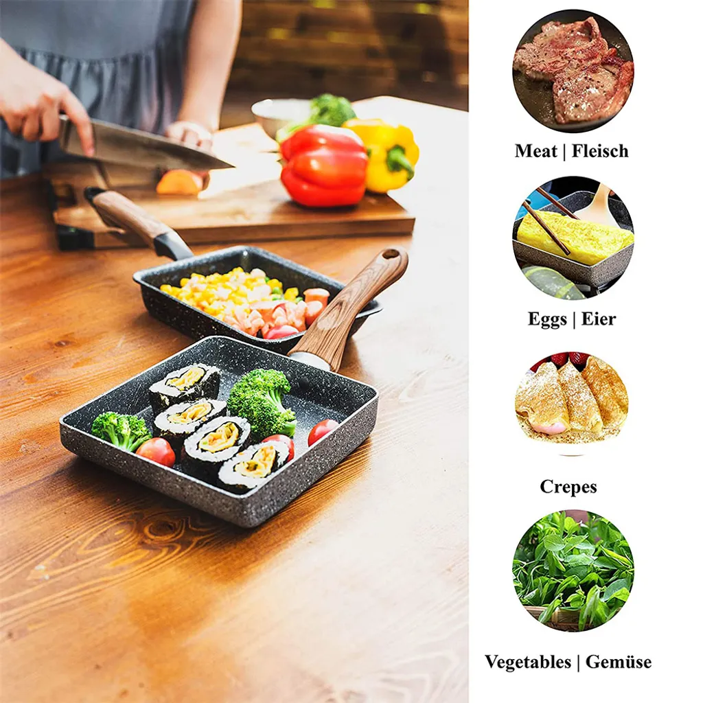 Mmgoqqt All-in-One-Pfannen – Induktions- Und Spülmaschinenfest – Kleine Pfannen – Omelettpfannen – Tamagoyaki-Pfannen – Tamago-Pfannen – Quadratische Pfannen – Sushi-Pfannen – Bild 4