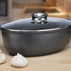 Haushalt International Alu - Guß Bräter Mit Glasdeckel, 8,3 Ltr Antihaftbeschichtet