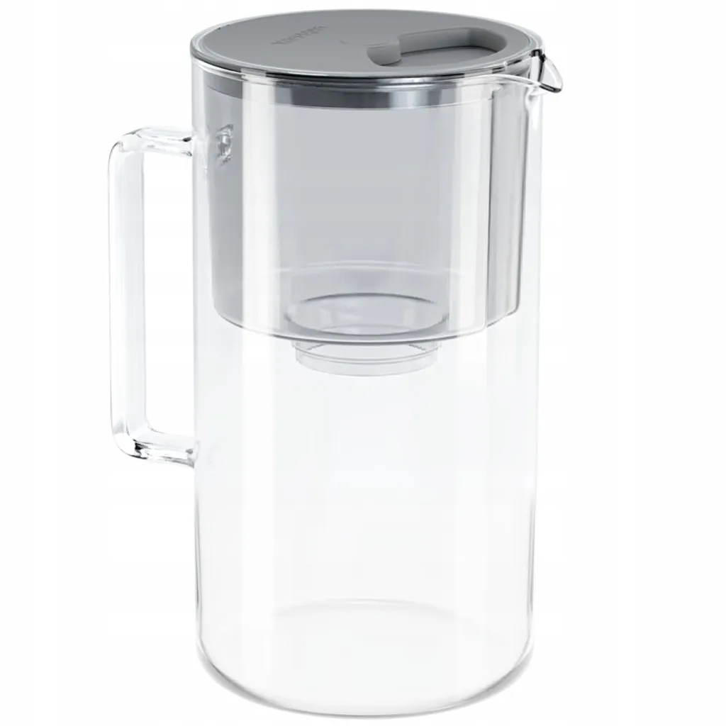 Wessper Wasserfilterkanne Aus Glas 2.5 L Kompatibel Mit Brita Classic-wasserfilterkartuschen | Inklusive 1 Wasserfilter-kartusche, Reduziert Kalk Und Chlor, Grau – Bild 2