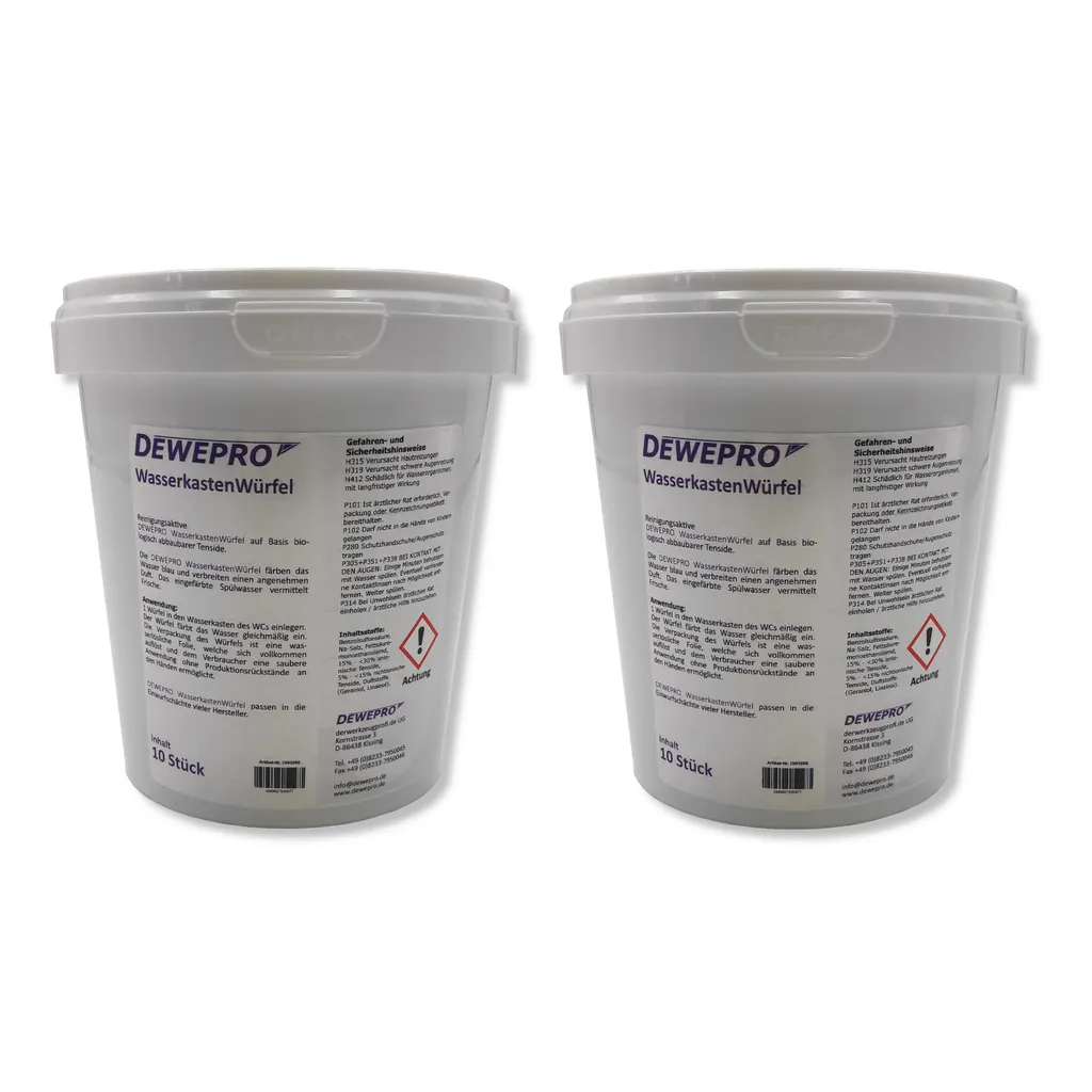 DEWEPRO WasserkastenWürfel 2 Dosen à 10 Stück - Für Den Spülkasten Vieler Hersteller (z.B. Geberit, Sanit) Mit Einwurfschacht