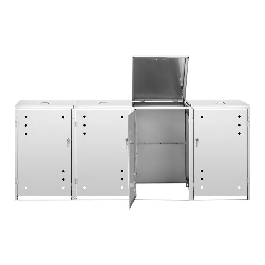 Ulsonix Mülltonnenbox Edelstahl Mülltonnenverkleidung Mülleimerbox 4 X 240 L Schloss – Bild 5
