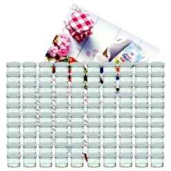 MamboCat 100er Set Sturzglas 125 Ml To 66 Weißer Deckel Incl. Diamant-Zucker Gelierzauber Rezeptheft
