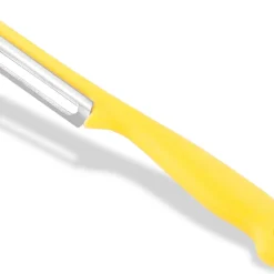 InstrumenteNRW Sparschäler Obst Gemüse Schäler Universalschäler Mit Rostfreier Scharfer Zweischneidiger Pendelklinge Allzweckschäler Mit Klassischem Kunststoffgriff Zum Schälen Von Obst Und Gemüse Gelb