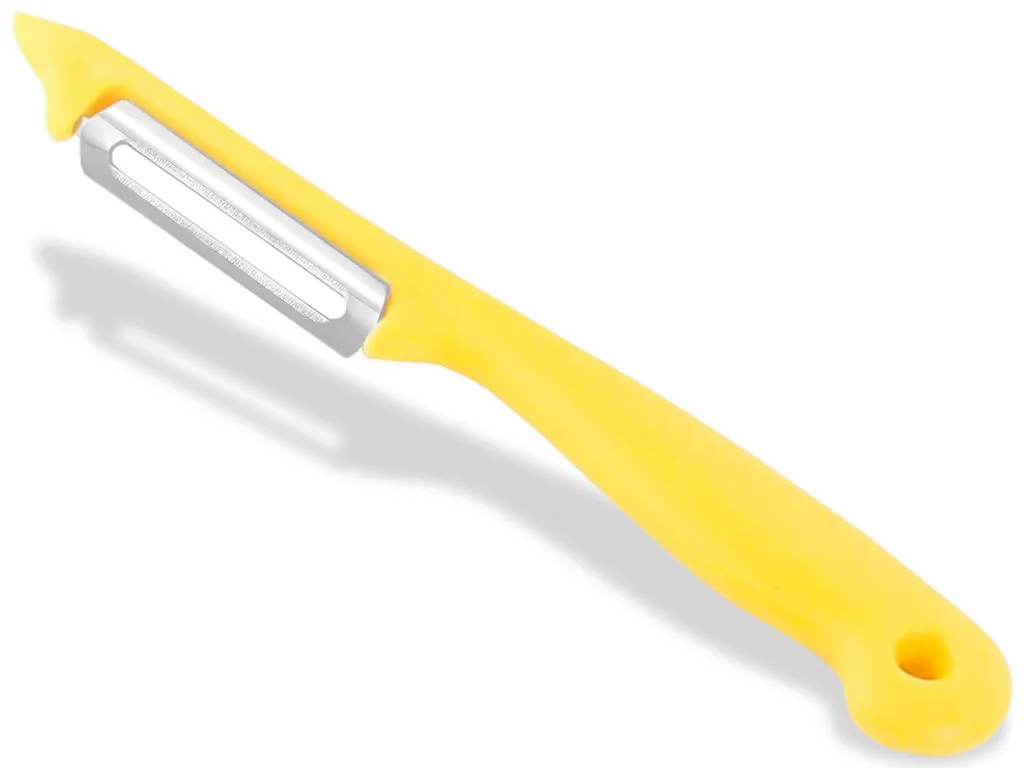 InstrumenteNRW Sparschäler Obst Gemüse Schäler Universalschäler Mit Rostfreier Scharfer Zweischneidiger Pendelklinge Allzweckschäler Mit Klassischem Kunststoffgriff Zum Schälen Von Obst Und Gemüse Gelb