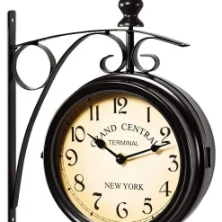 Jormftte Wanduhr Schmiedeeisen Gartenuhr Bahnhofsuhr 2-seitig Handgefertigt Grand Central Terminal New York