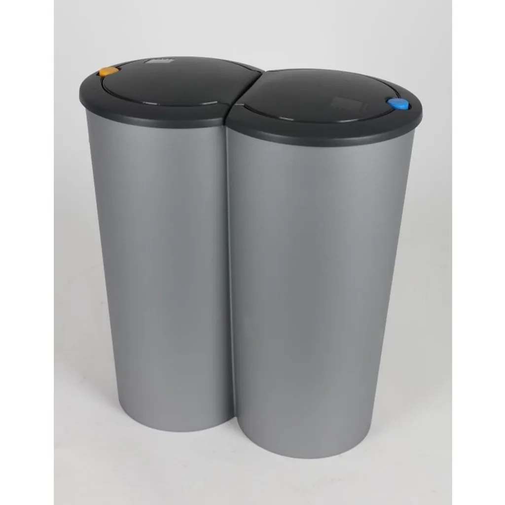 Deuba Mülleimer 50 L Duo 2fach Trennsystem 2x25L Druckknopf-Automatik Küche Abfalleimer Müllbehälter Mülltrennung Büro, Farbe:schwarz - Black - Noir – Bild 24